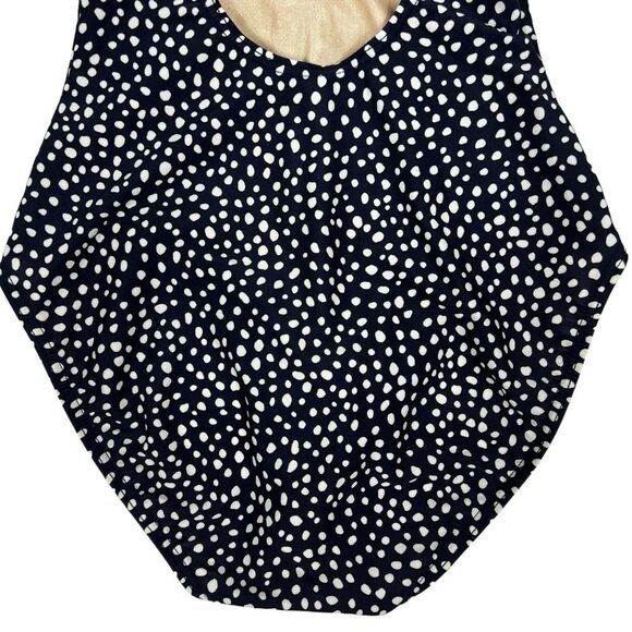 Speedo Navy White Polka Dot Halter V-Neck One Piece Swimsuit Women’s 10 - Picture 6 of 16